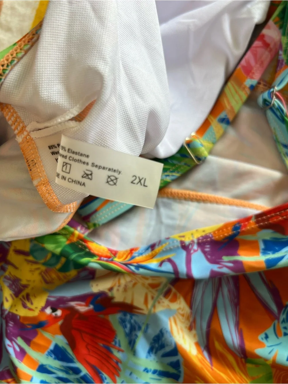 woman’s Orange Tropical Floral One-Piece Swim Top - Unbranded